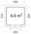 Friggebod Lars 6 m² 250 x 290 cm Palmako